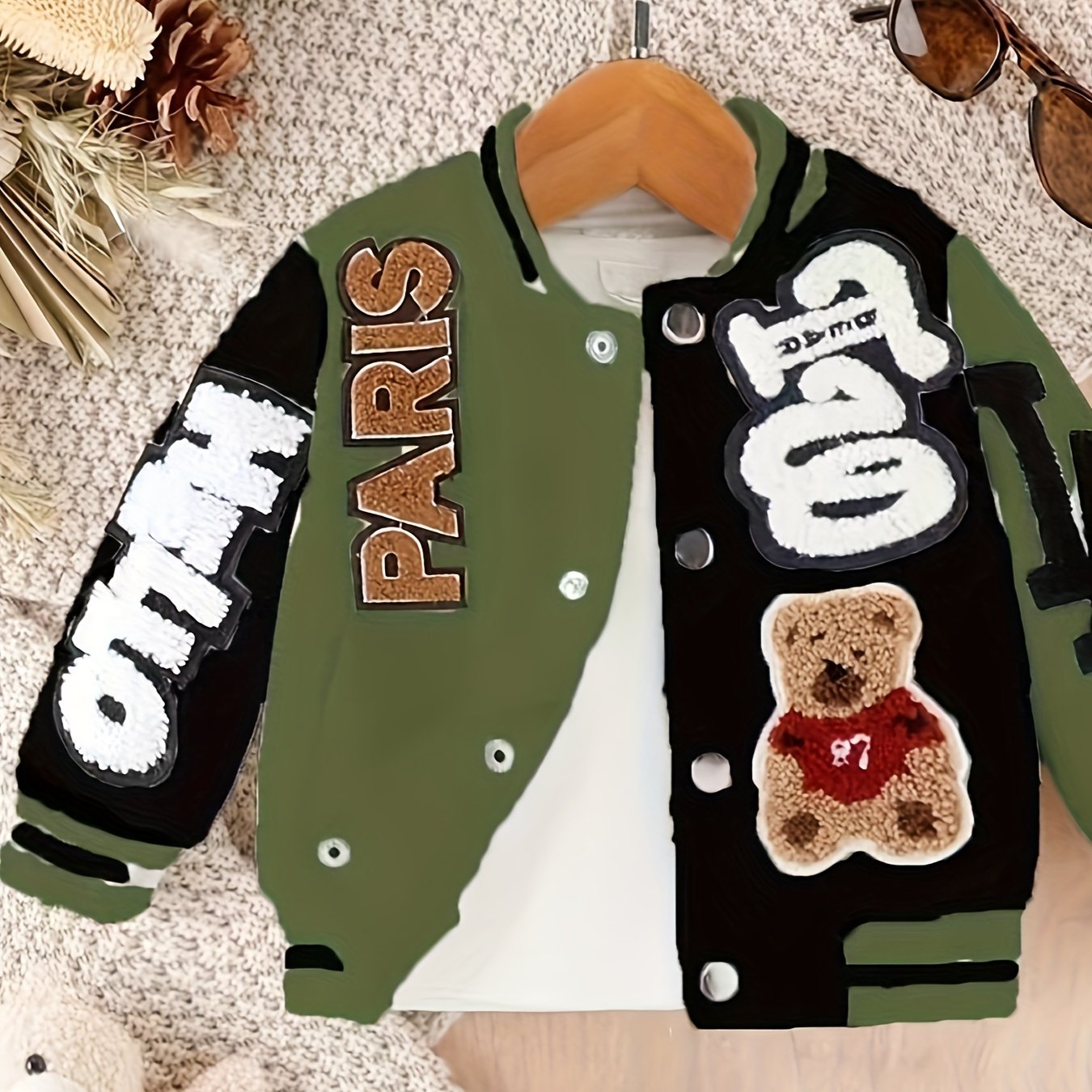 Boys Bear Letter Pattern Button Down Jacket, New Style Baby's Street Cool &  Stylish Coat - Temu Italy