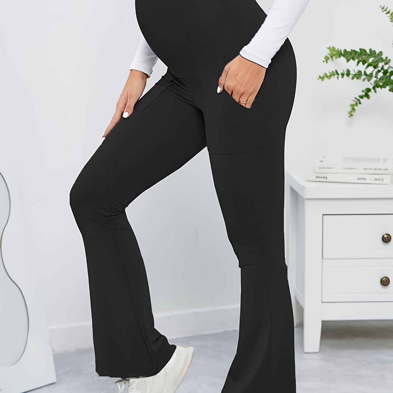 2023 Summer Maternity Flare Pants Pregnancy Low Waist Yoga Sweatpants  Pregnant Woman Belly Trousers Shark Skin Flare Bottoms - AliExpress