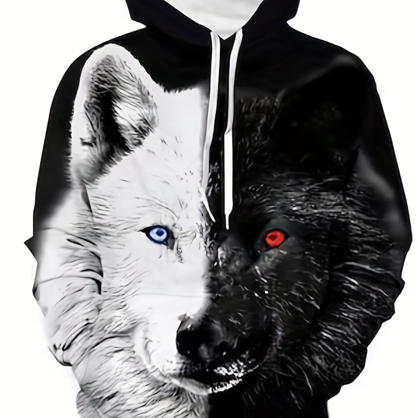 3d trippy wolf 2024 print pullover hoodie