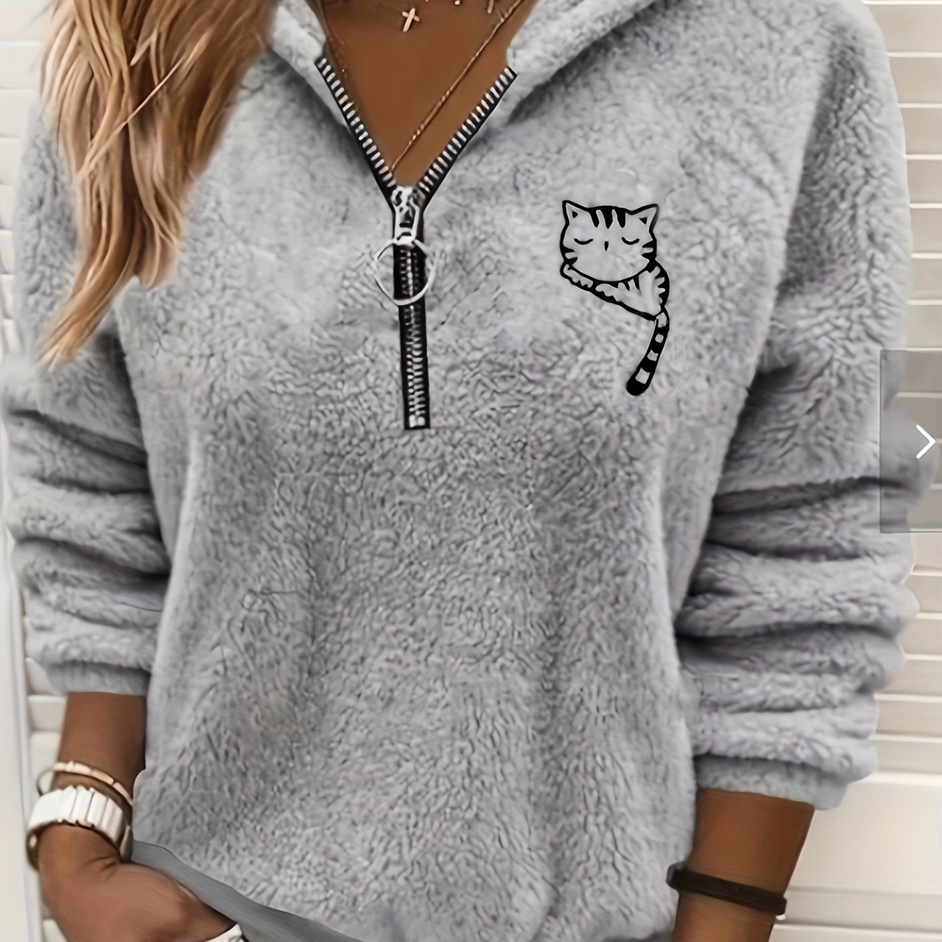 Cat Warm Fluffy/ Fabric Casual Loose Sweatshirt