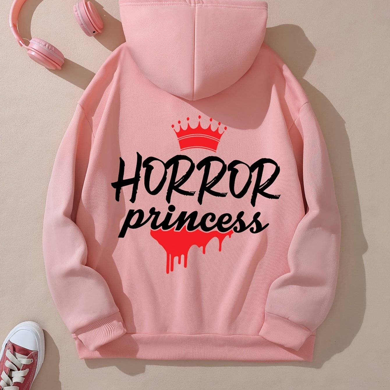 Horror Princess Print Hoodie Drawstring Casual Hooded - Temu