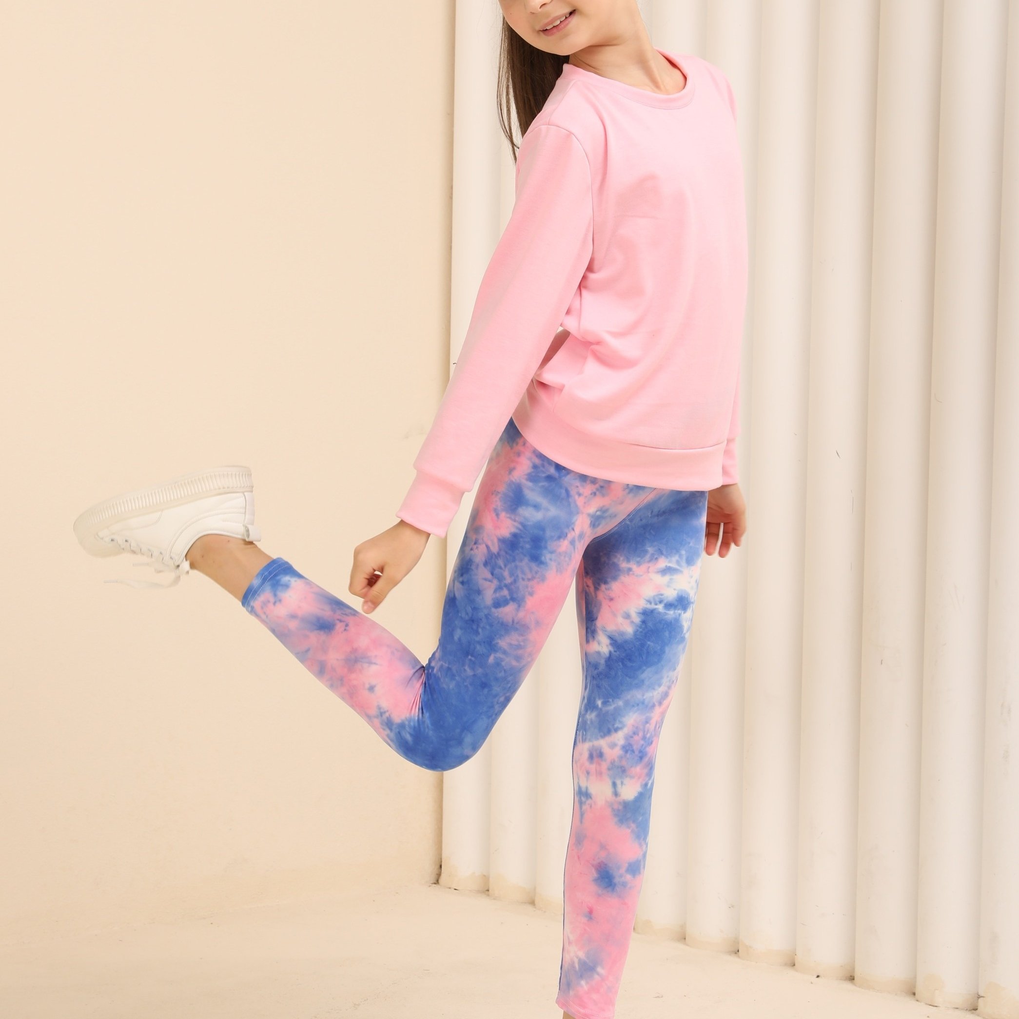 Kids Girls Chic Black Rainbow Tie Dye Leggings Cute High - Temu Canada