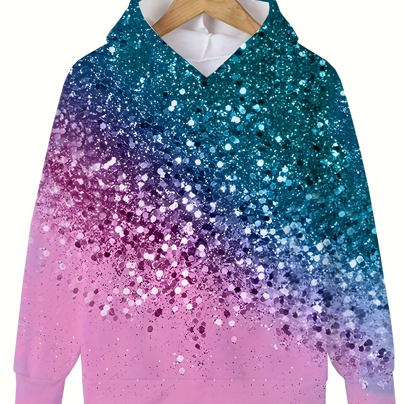 Image of New Style Sequin Contrast Boy Girl Sweatshirt Autumn Winter Sweater Kids Long Sleeve Cartoon Casual Autumn Winter Hooded Top