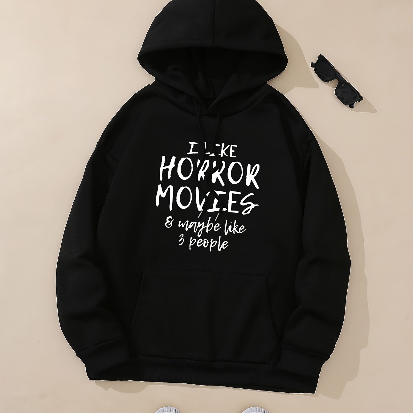 TEMU Horror Movies Letter Print Hoodie, Casual Pocket Long Sleeve Drawstring Hoodies Sweatshirt, Women's Clothing