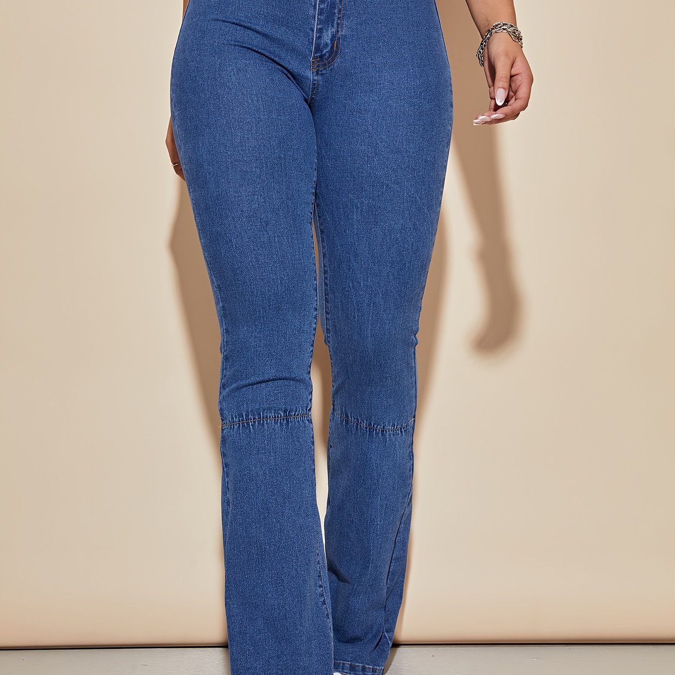 Women's Bootcut stretch Jeans Tall Long leg Denim Flared Pants Blue fade UK  6-14