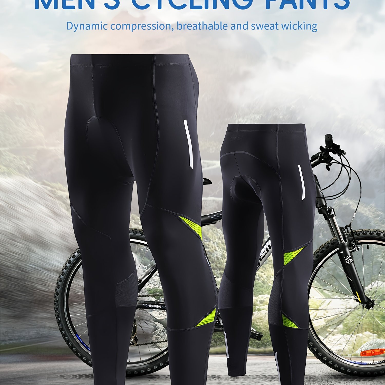  Padded Cycling Pants Spring Bicycle Riding Tights Quick Dry Biking  Clothing Gym Spinning US S Green