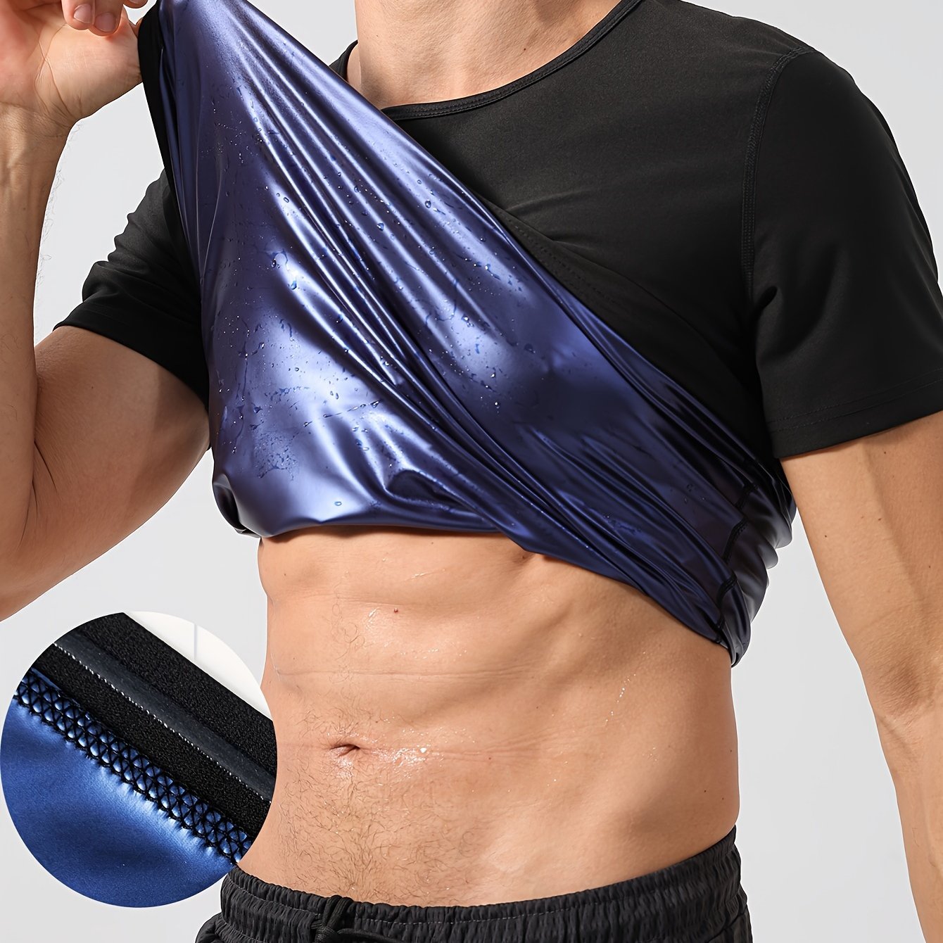 Sauna Suit for Men Sweat Suits Long Sleeve Sauna Shirt Workout  Shapewear-(S-3XL) Sweat Jacket Top Shirts with Pocket