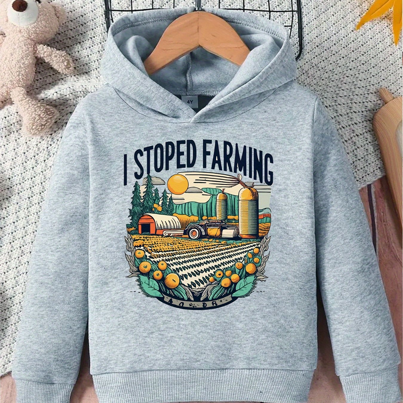 Stoped Fishing Letter Print Boys Casual Pullover Long Sleeve - Temu