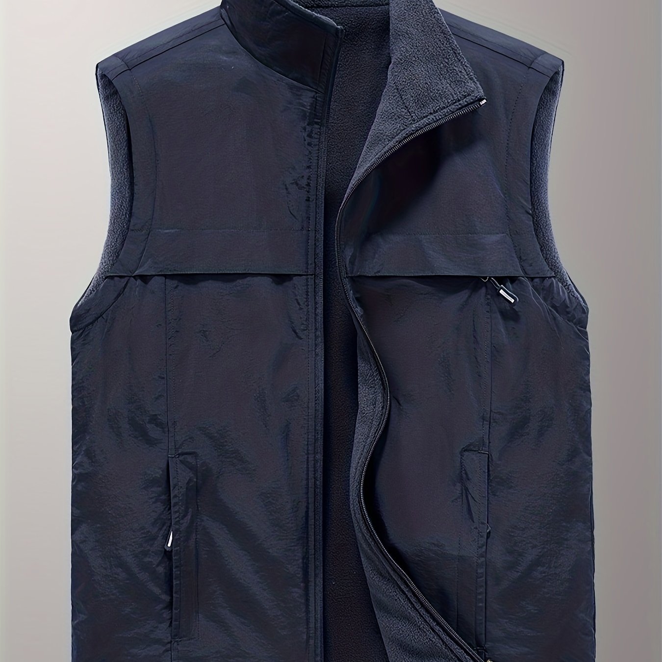 Zipper Pockets Reversible Cargo Vest Men's Casual - Temu Canada