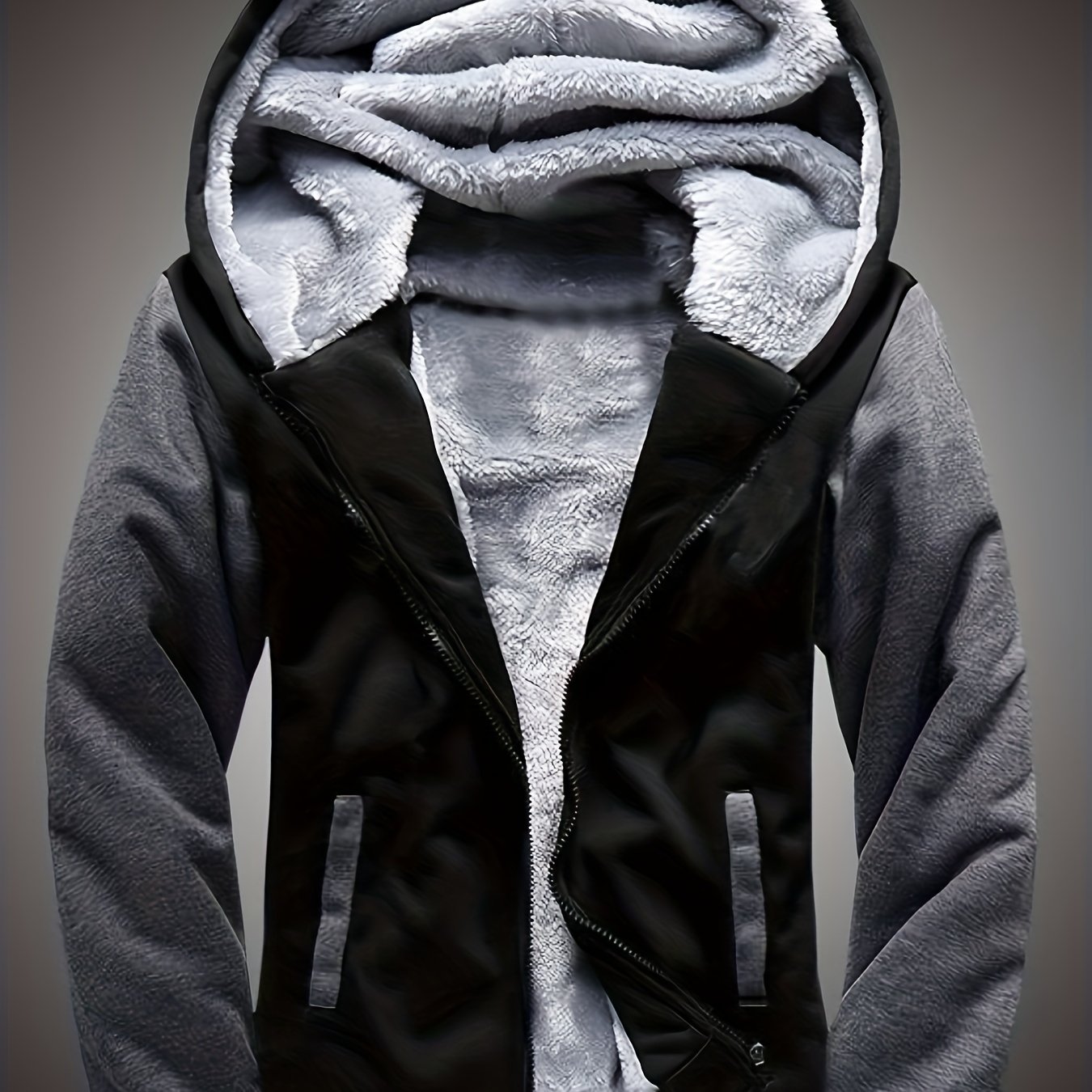 Boys' Open-chest Fleece Bodysuit, Thickened Fleece Hoodie For Outerwear
