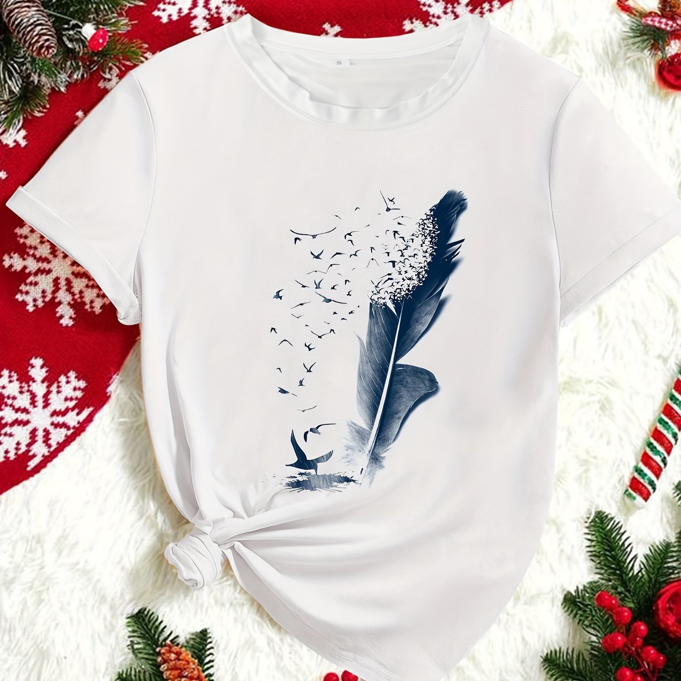 TEMU Women's Short-sleeve T-shirt With Artistic Print