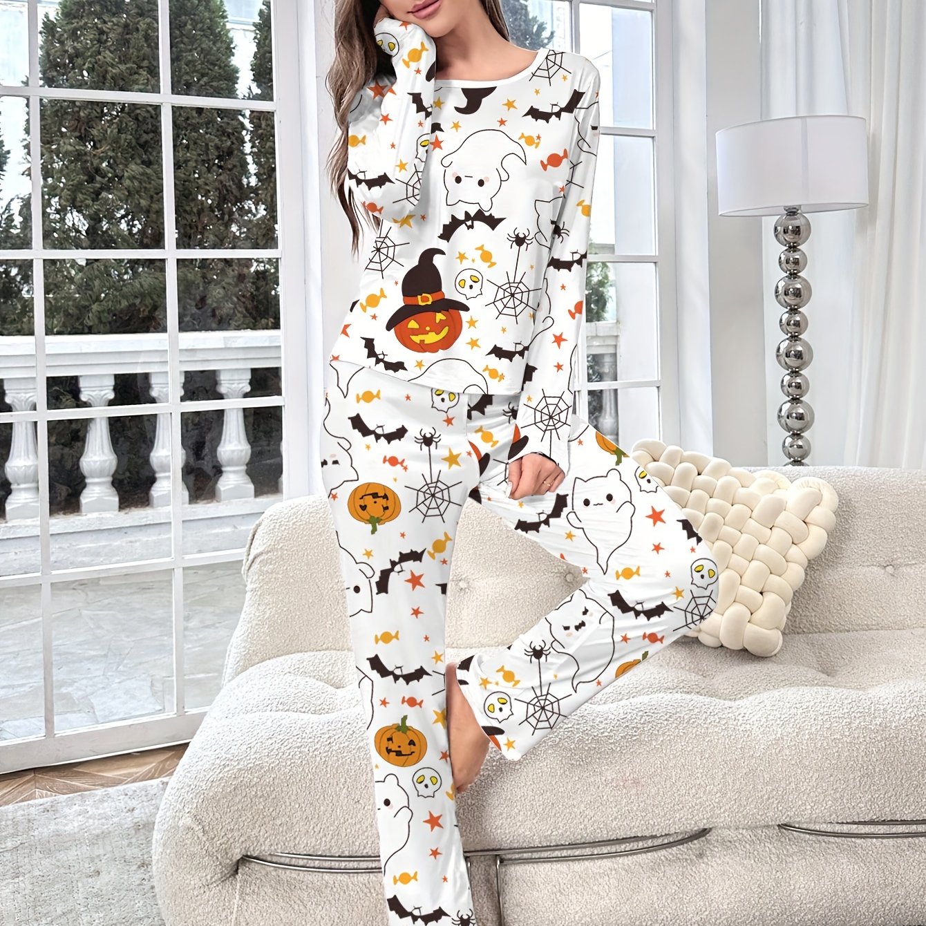Image of Halloween Print Pajama Set