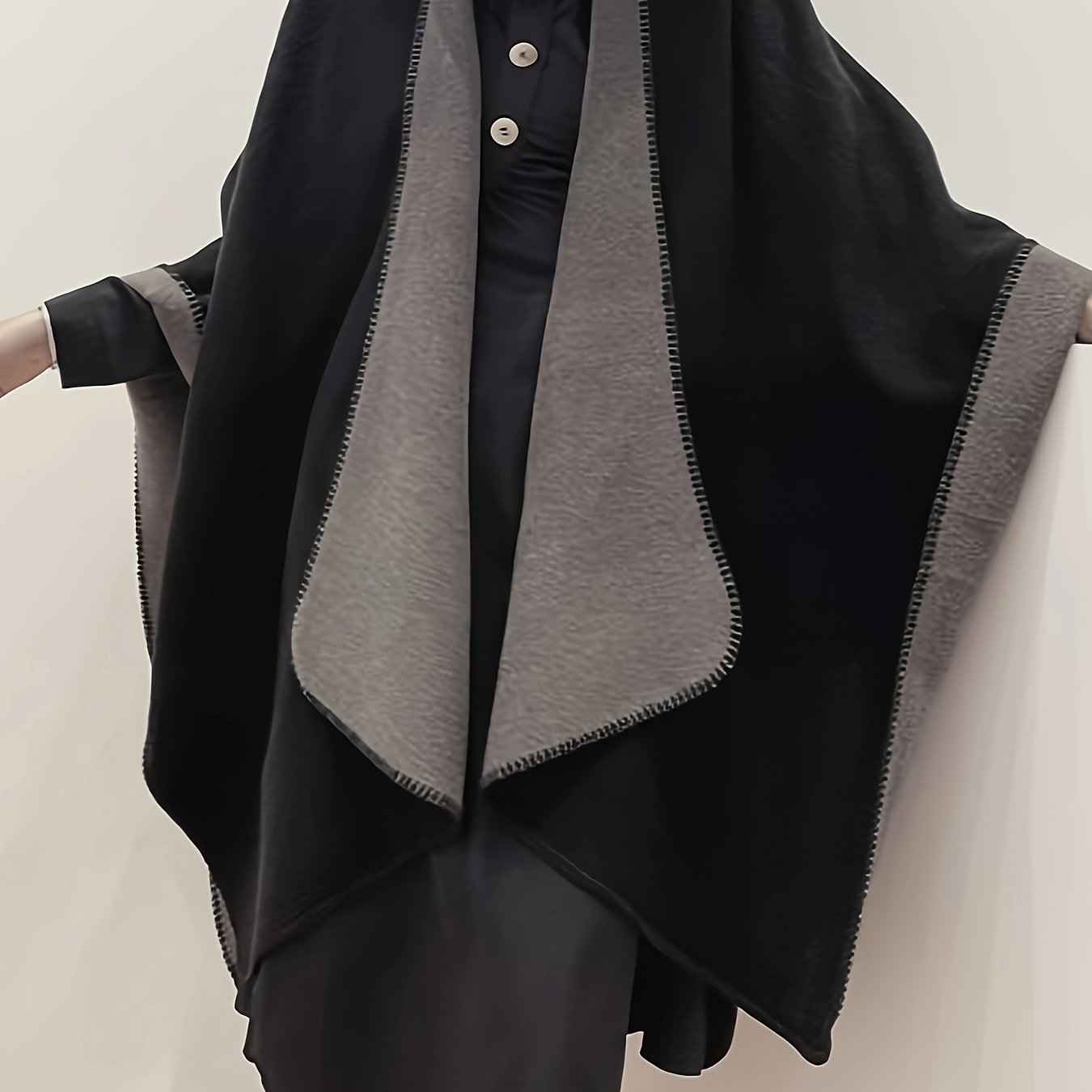 E-shop Plus Size, Plus Size Neuer Doppelseitiger Einfarbiger Verdickter Umhang Mantel Schal