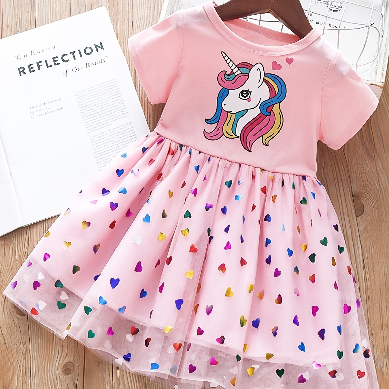 Image of Toddler Girls Cartoon Unicorn Dresses Girls Casual