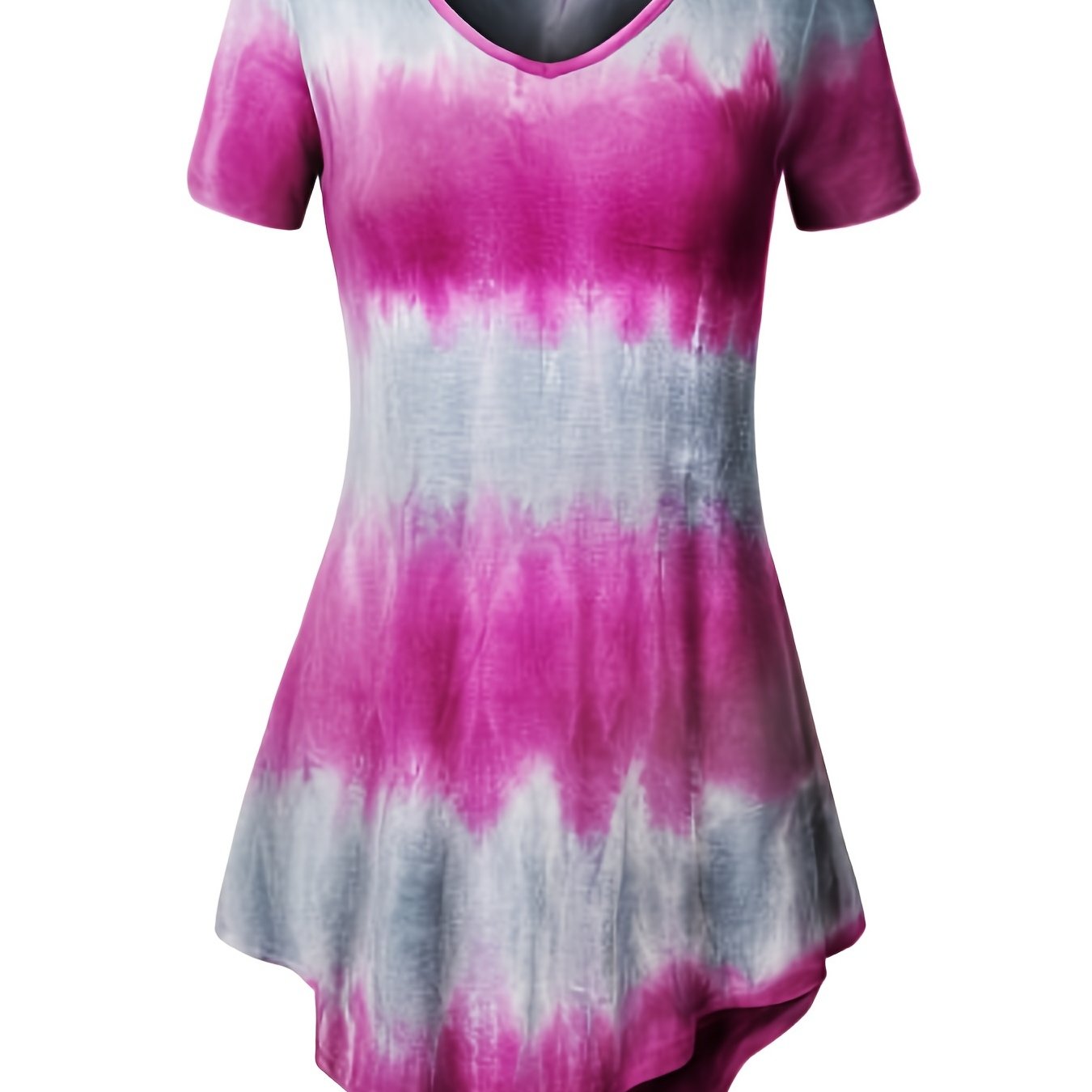 Tie Dye Longline T shirt Asymmetrical V Neck Short Sleeve T - Temu