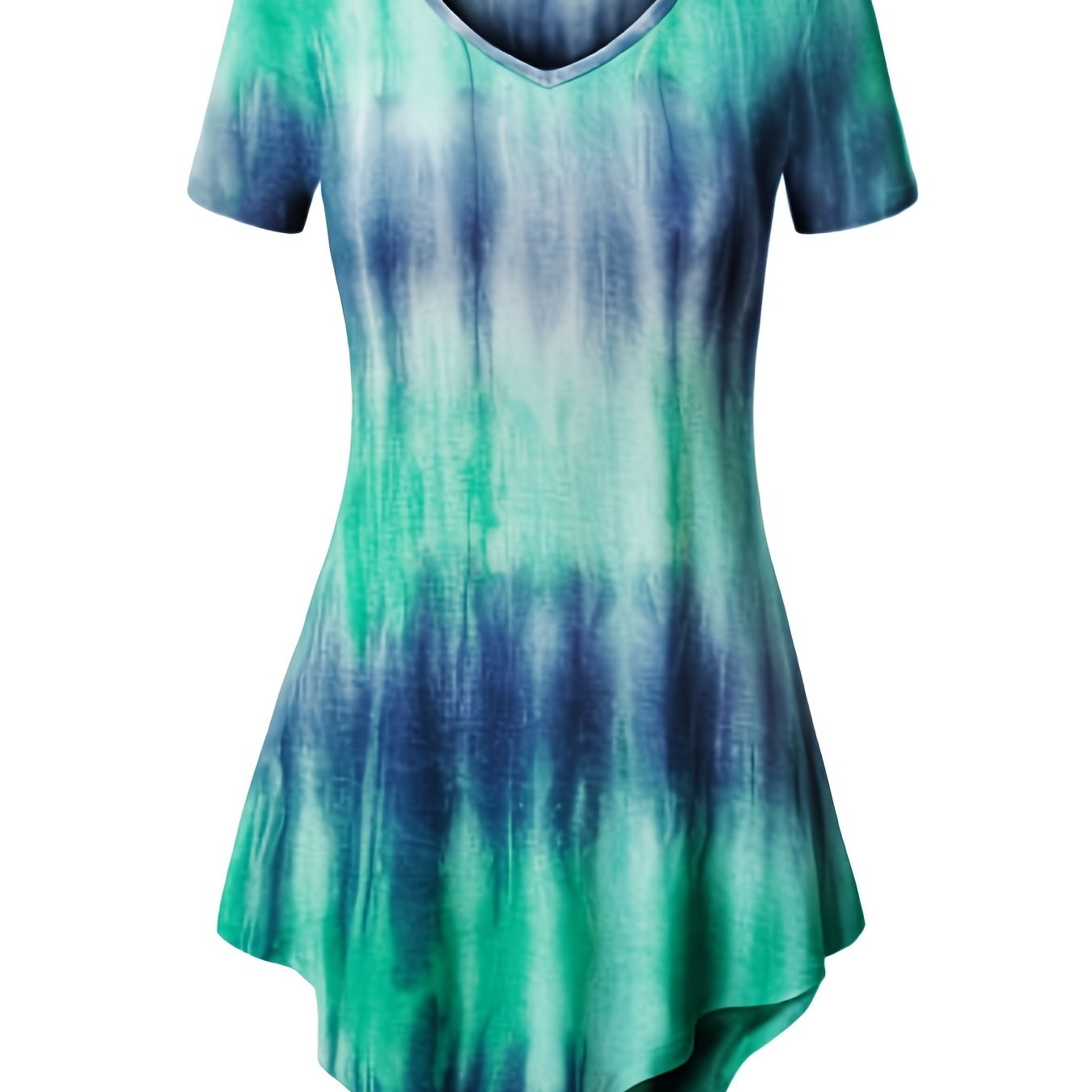 Tie Dye Longline T shirt Asymmetrical V Neck Short Sleeve T - Temu