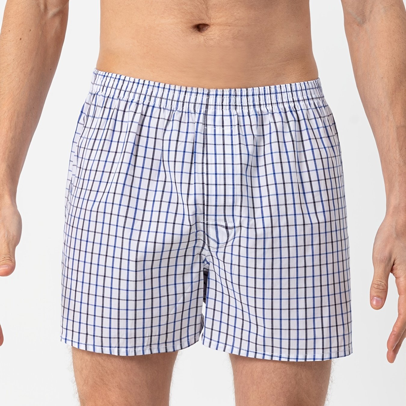Men's Cotton Boxer Shorts Comfortable Grid Homewear Short - Temu