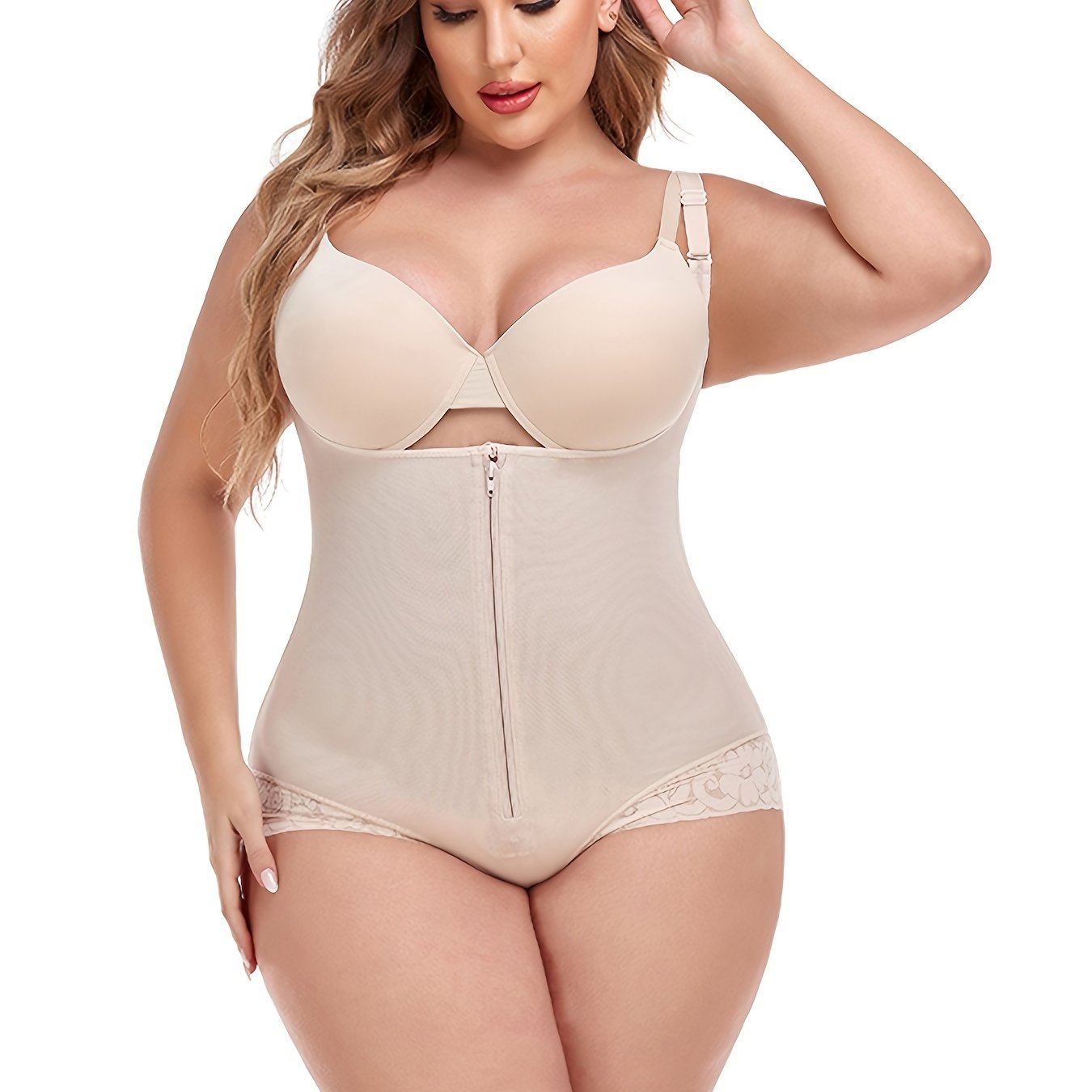 Plus Size Basic Shapewear Women's Plus Solid Buckle Front - Temu