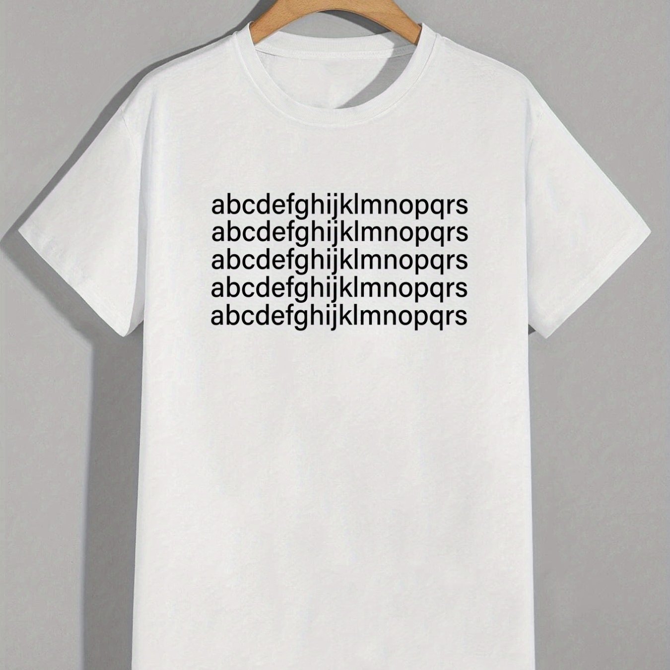 男性レター「abcdefghijklmnopqrs」プリントグラフィック Tシャツ