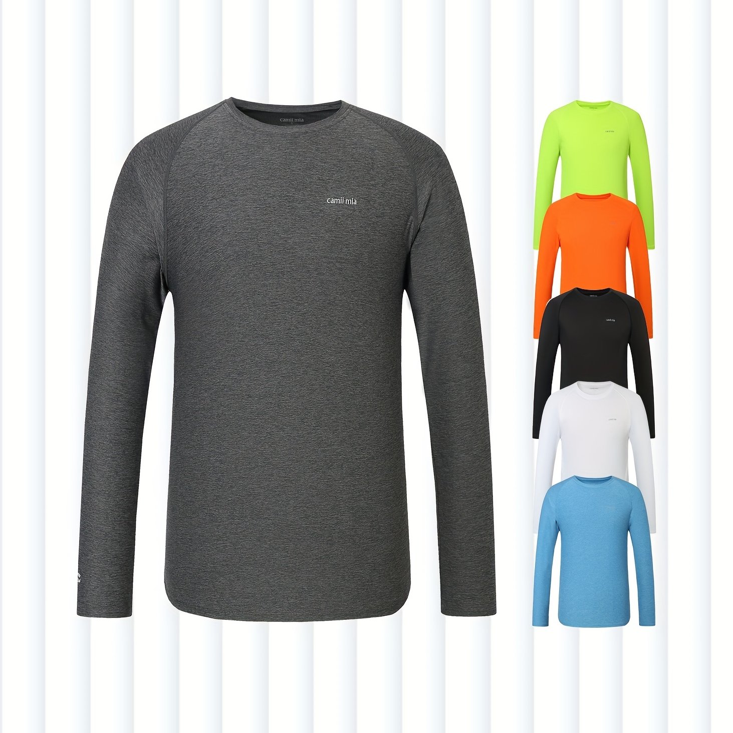 Camii Mia Mens Long Sleeve Sun Protection Shirts, Sun Shirts for Men UPF  50+ SPF T-Shirts for Fishing, Running, Hiking