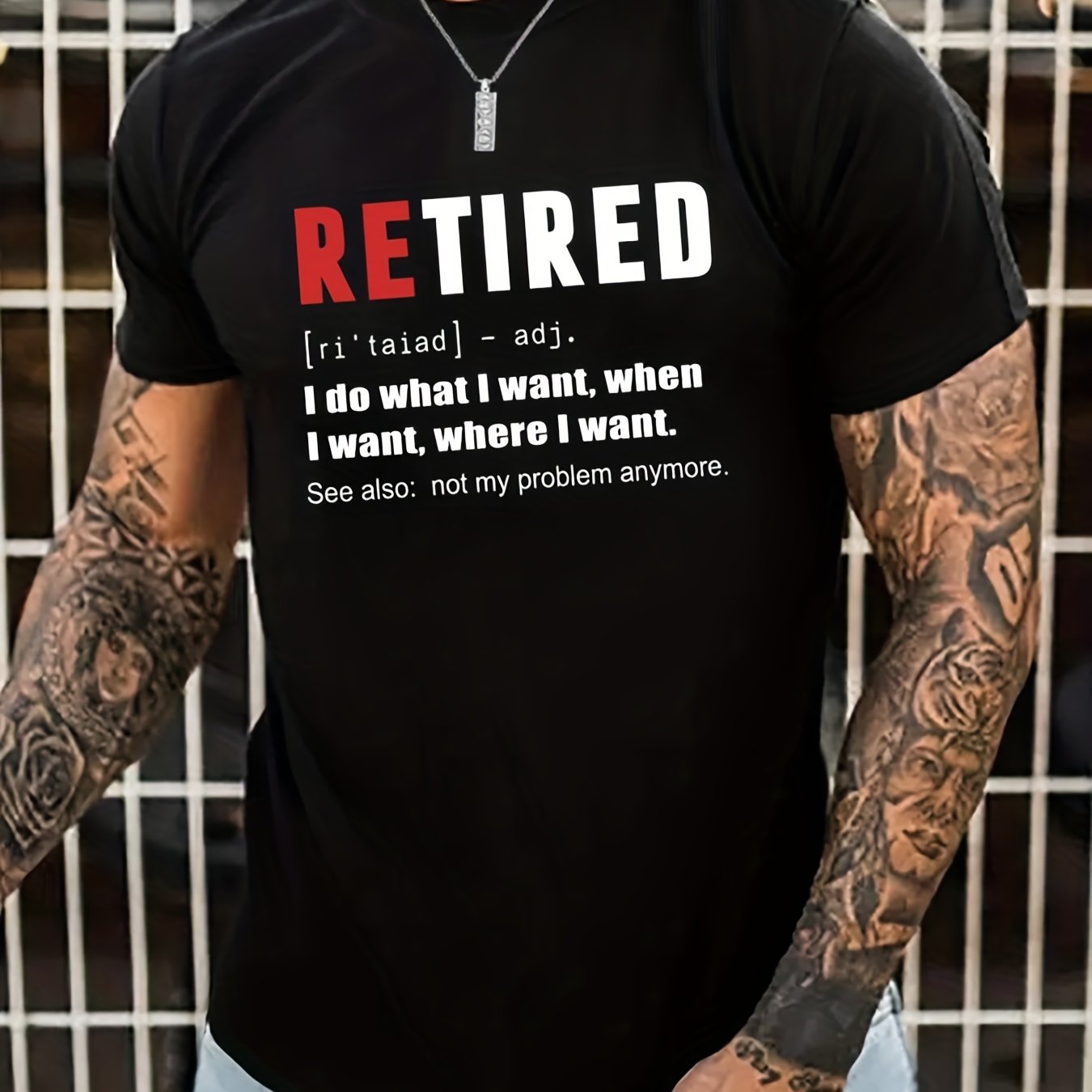 Funny 'retired' Definition Print T Shirt Tees Men Casual - Temu Canada