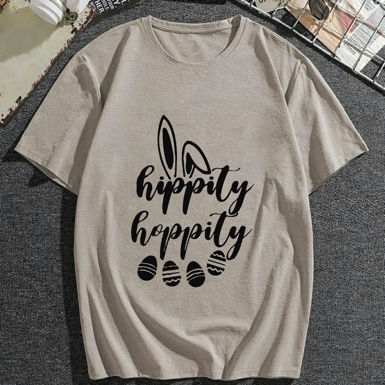 Men s casual easter rabbit print crew neck short sleeves t shirts for