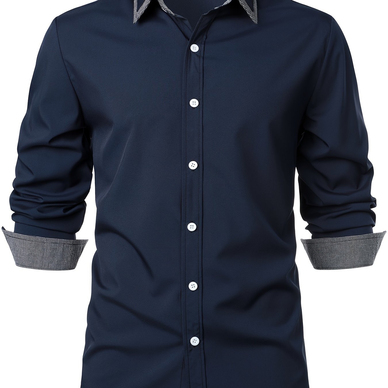 Men's Button Down Plaid Collar Long Sleeve Shirt Business Casual Dress ...