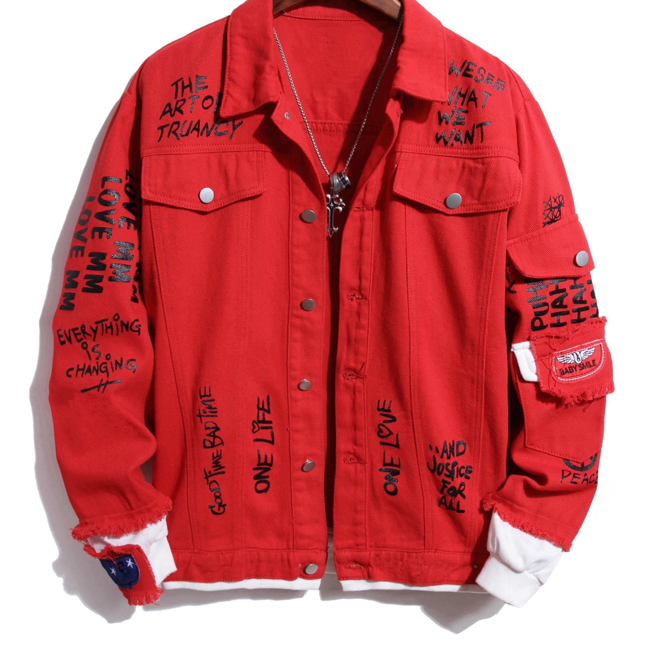 red denim jacket outfits men｜TikTok Search