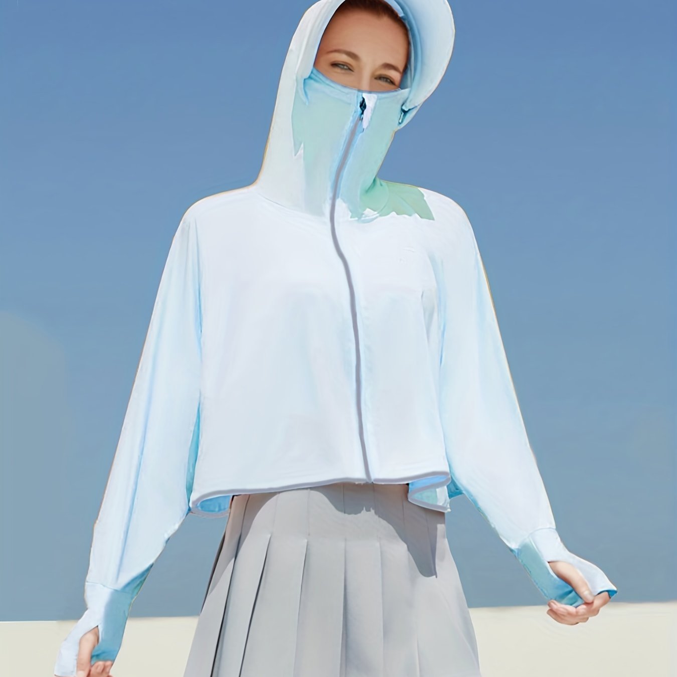Women's Sun Protection Clothing Upf 50+ Zip Up Long Sleeve - Temu Canada