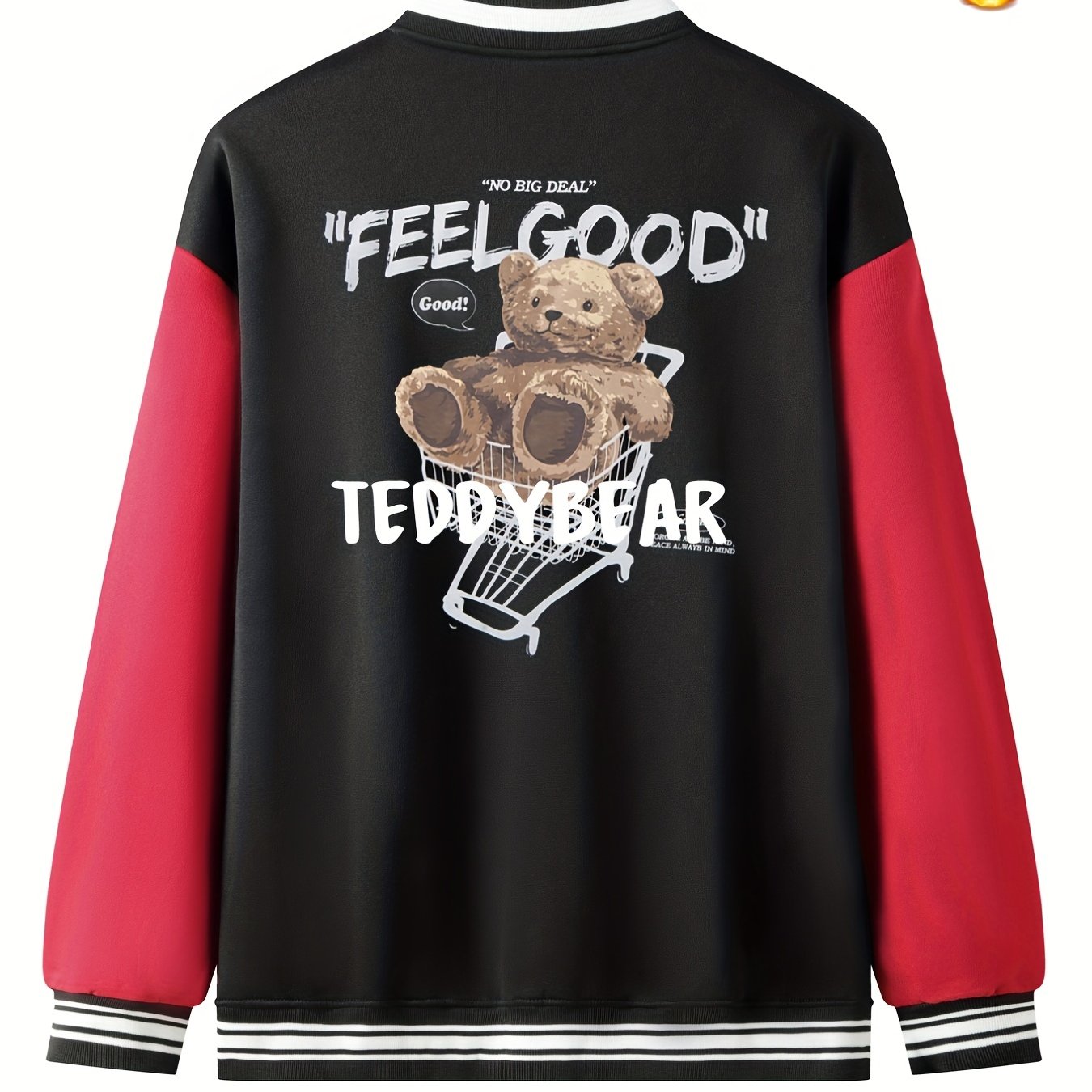 Men's Long Sleeves Pocket Baseball Collar Teddy Bear Print Jacket - Temu  Bahrain