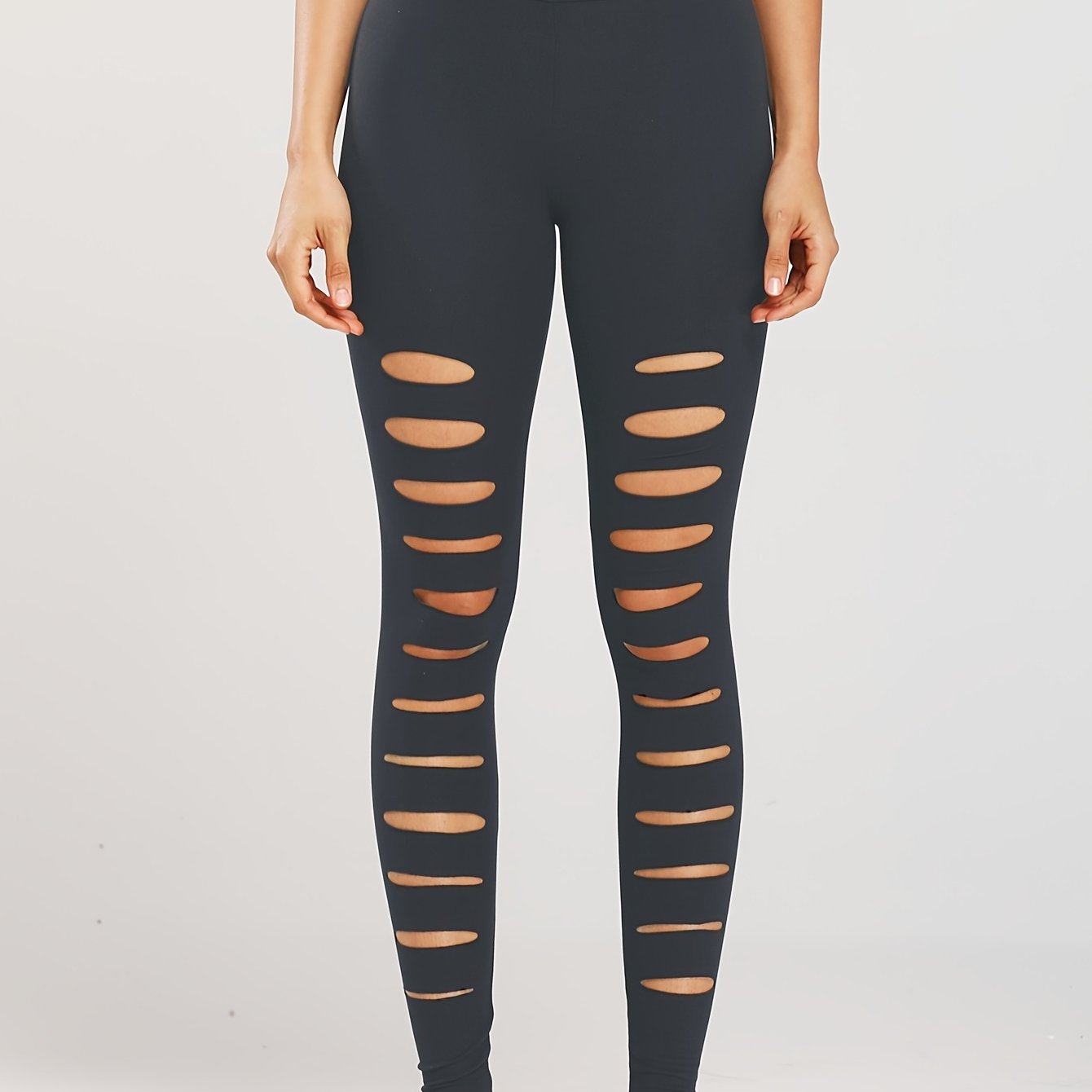 Women's Activewear: Trendy Ripped Stretchy Fitness Leggings - Temu Canada