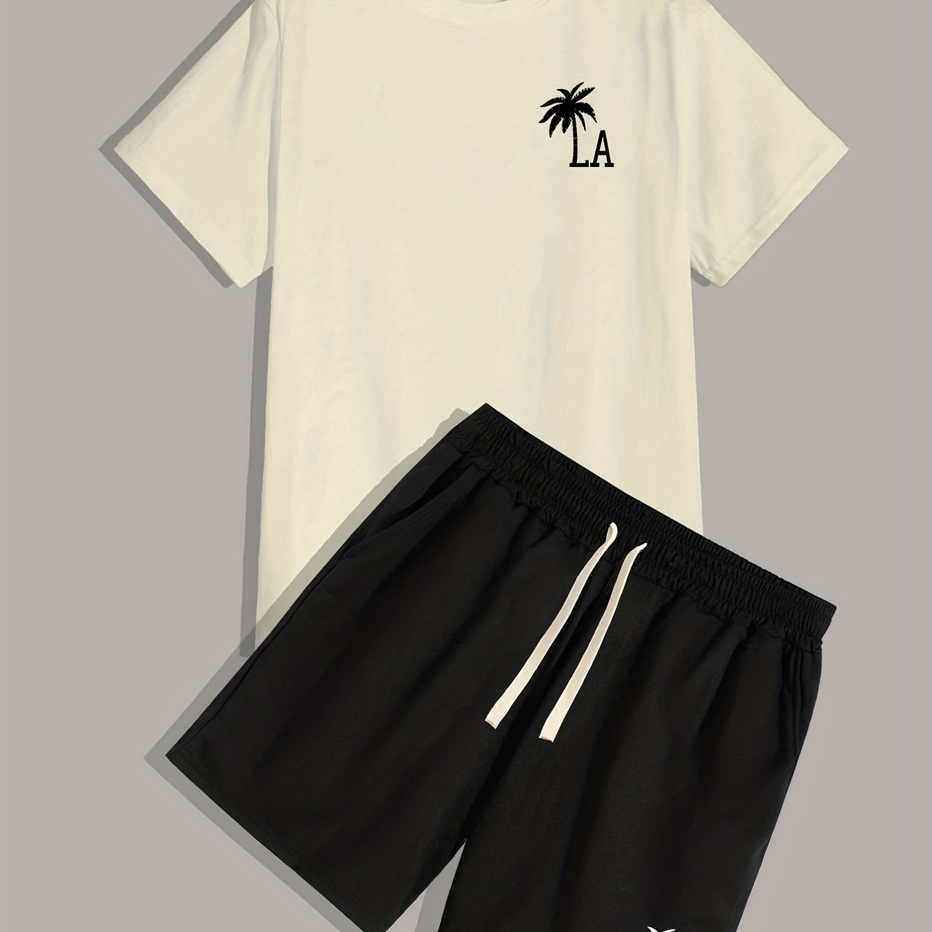 TEMU Nouveau Ensemble T-shirt à Manches Courtes Imprimé pour Hommes et Shorts Décontractés