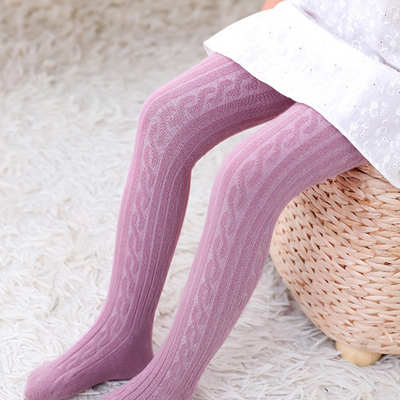 FZM Christmas Kids Baby Girls Tights Toddler Cable Knit Warm Leggings  Seamless Stretchy Stockings Pantyhose Winter Socks