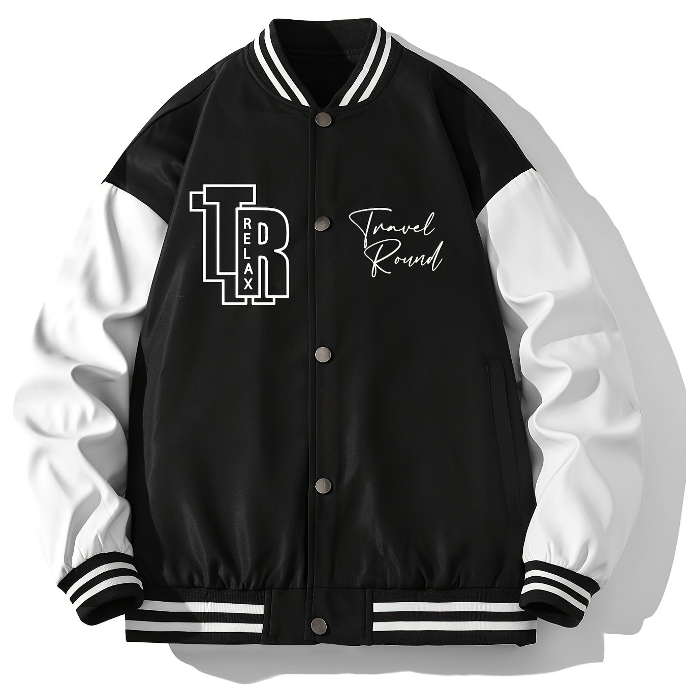 Black and White Louis V & Fragment Varsity Jacket - HJacket