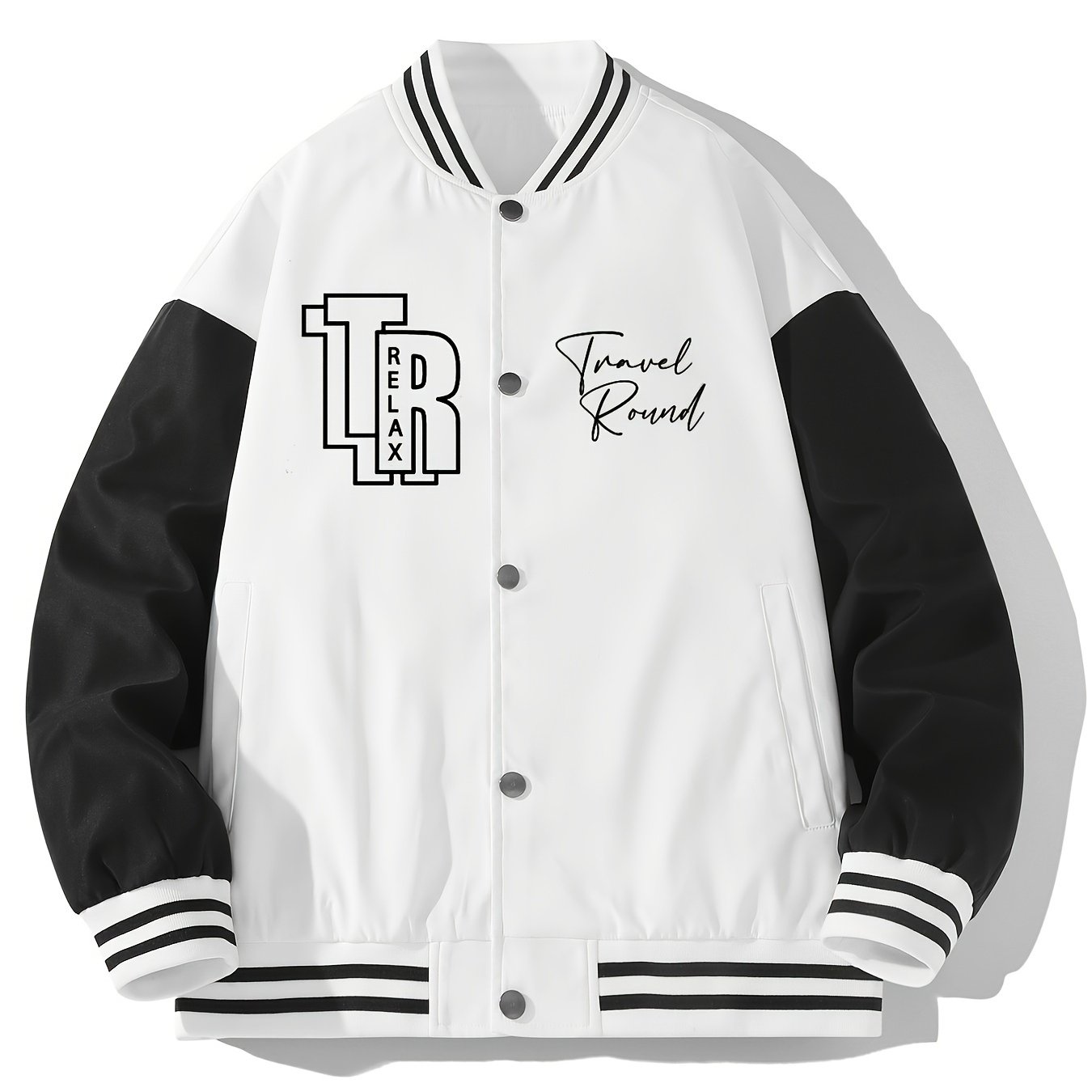 Black and White Louis V & Fragment Varsity Jacket - HJacket