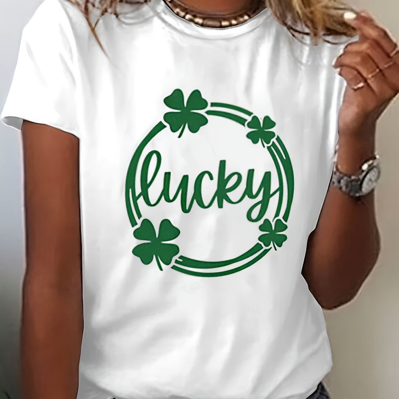 Cute Happy St Patrick's Day Lucky Graphic T Shirt Casual Short Sleeve ...