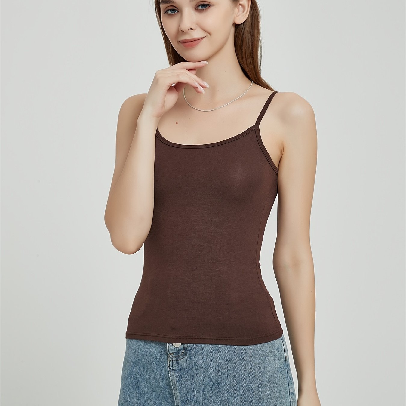 Everbellus Womens Sexy Basic Solid Tank Top Spaghetti Strap