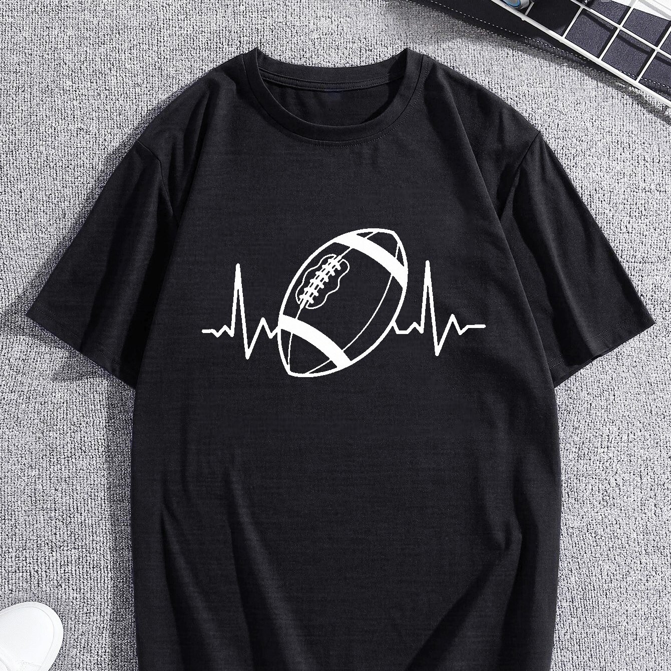 Men's American Football Game Day Graphic Print Casual Trendy Comfortable  Crew Neck Short Sleeve T-shirts, Summer Oversized Loose Tees Plus Size -  Temu