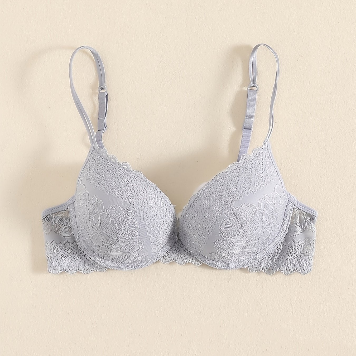 Lace Mesh Hollow Push Bra Comfort Breathable Double Strap - Temu