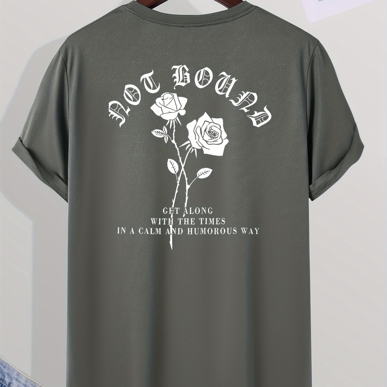 Men s casual floral graphic print t shirt trendy round neck tee for