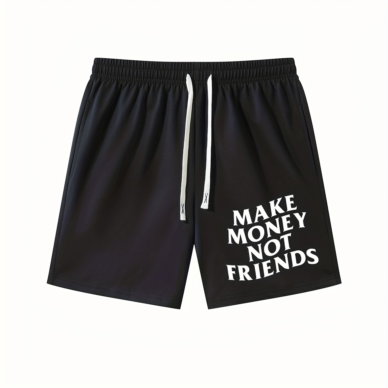 Plus Size Mens Streetwear Shorts Friends Forever Letters Print Drawstring  Stretchy Short Pants For Comfort Casual Chic Style Summer Clothings Mens  Fashion Outfits, Buy More, Save More