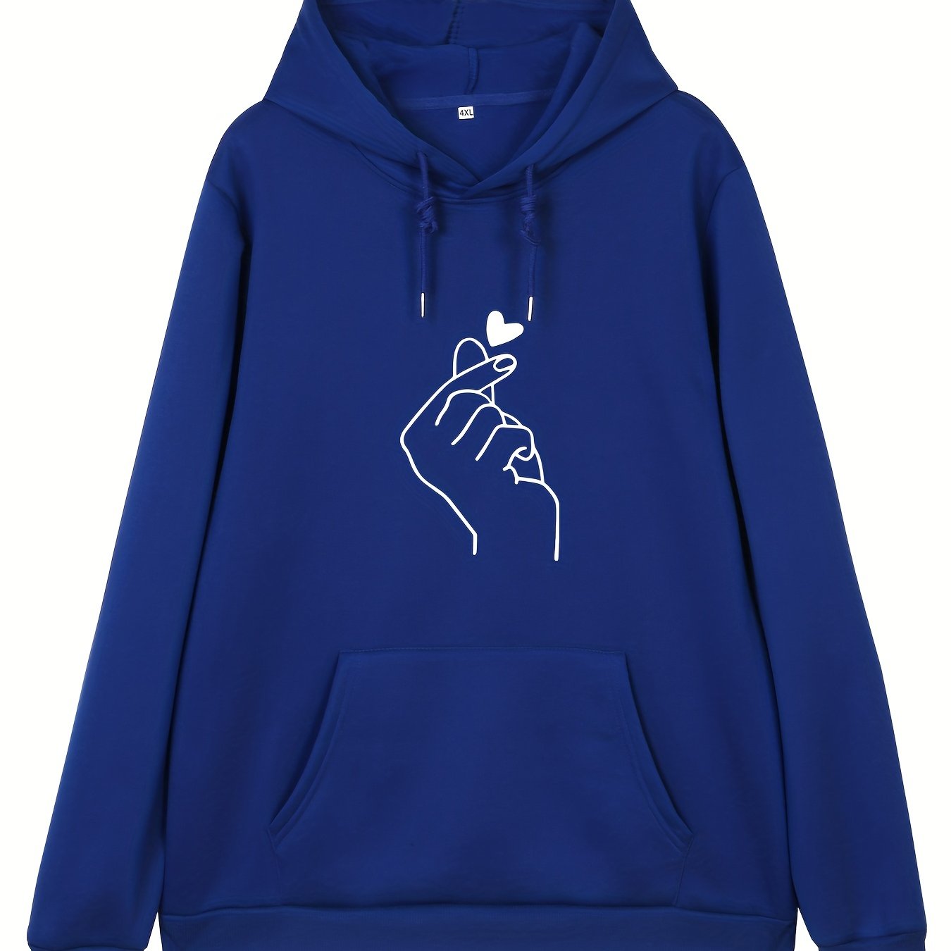 Plus Size Men s Gesture Graphic Print Fleece Hoodie Comfy Stretch 