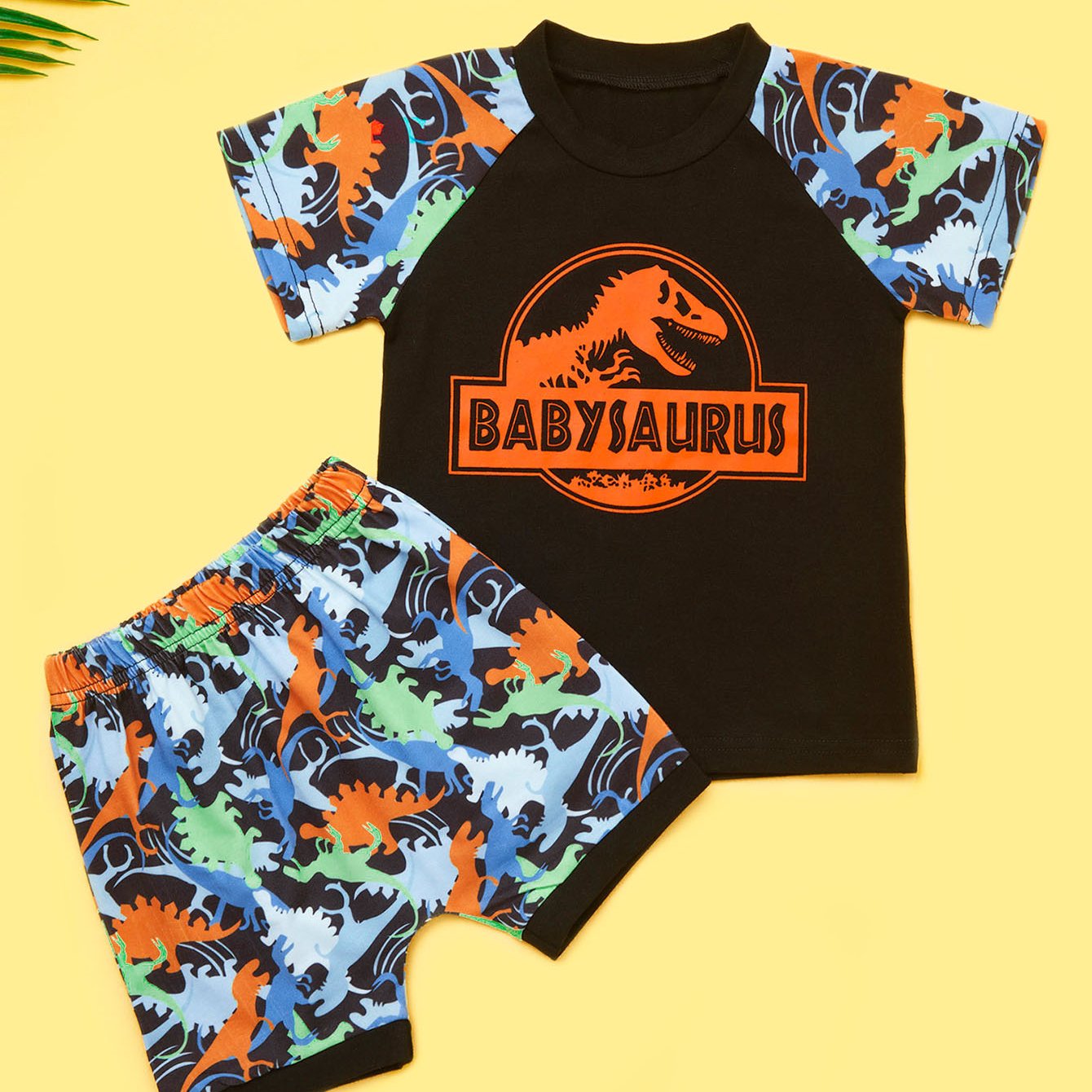 Boys dinosaur graphic casual outfit round neck t shirt shorts for