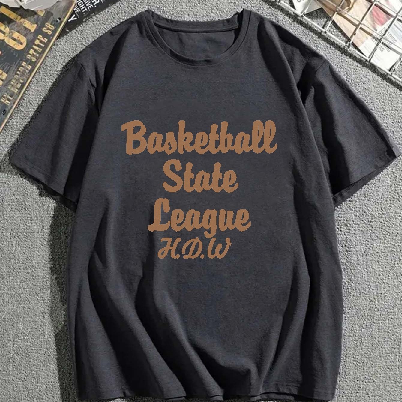 Men's Plus Size 'basketball State League' Graphic Tees For Summer ...