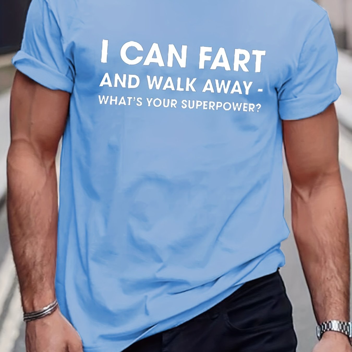 TEMU Men's "i Can Fart And " T-shirt, Round Neck Tee Casual Clothing, Spring And Summer