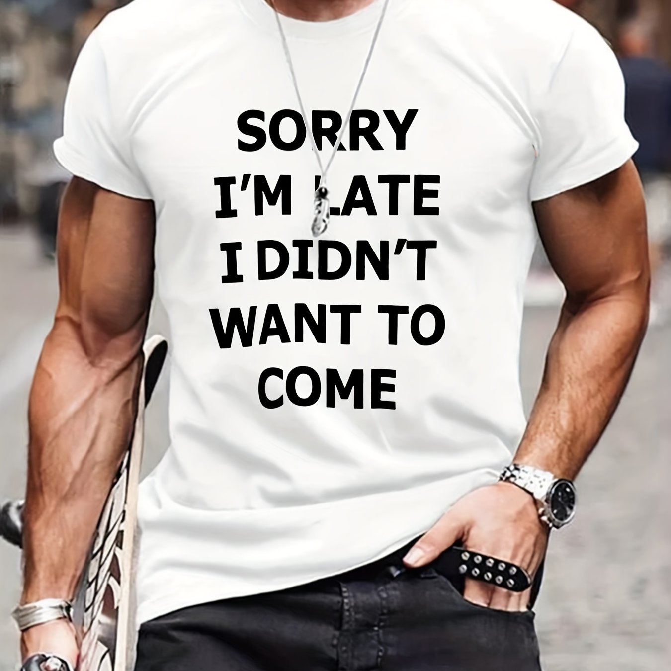 TEMU Summer Men's Fashion Print Short Sleeve T-shirt