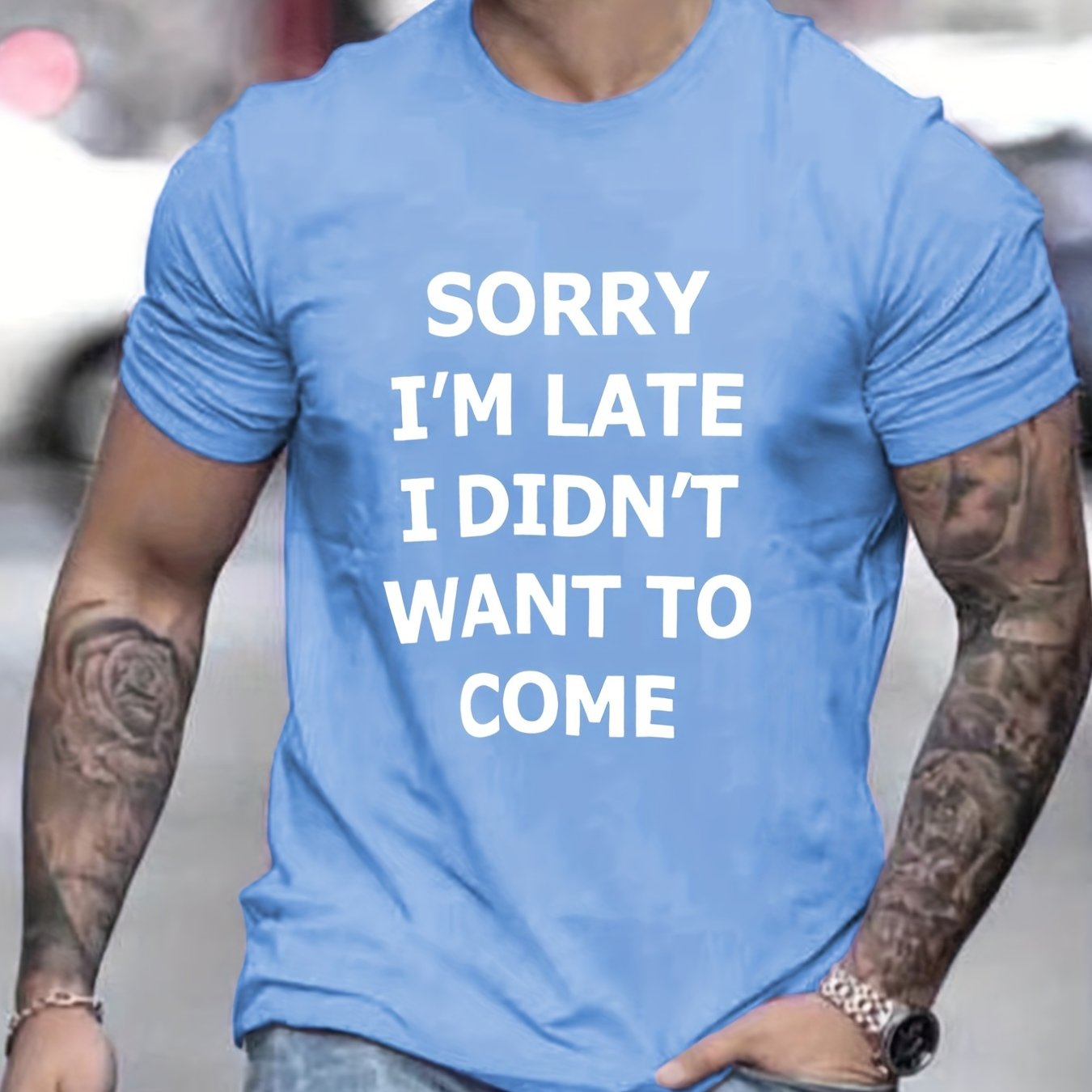 TEMU Summer Men's Fashion Print Short Sleeve T-shirt