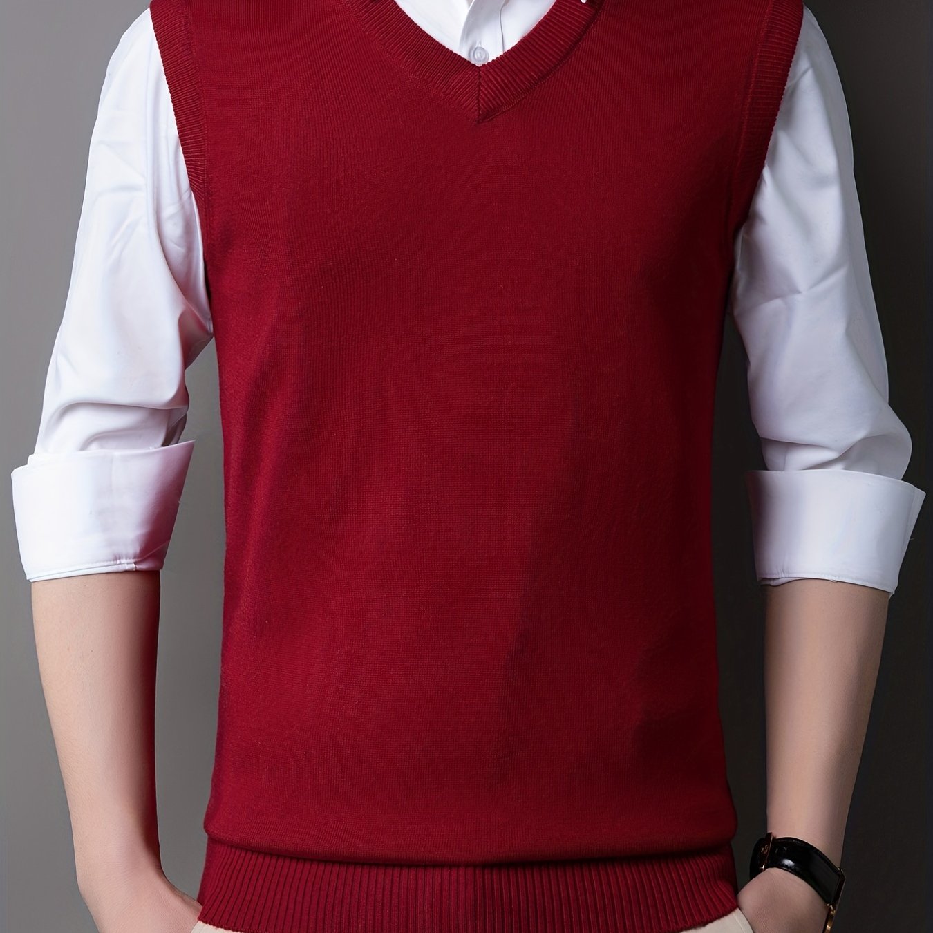 Casual Knitted Pullover, V-neck Sleeveless Thermal Jacket, Wool Vest, Men's  Tank Top For Autumn And Winter - Temu