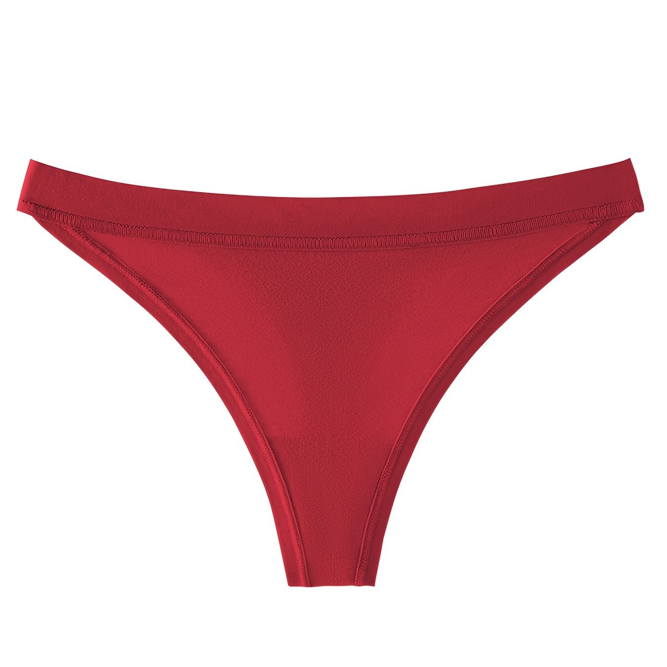 Simple Low Waist Thong Panties Breathable Solid No - Temu