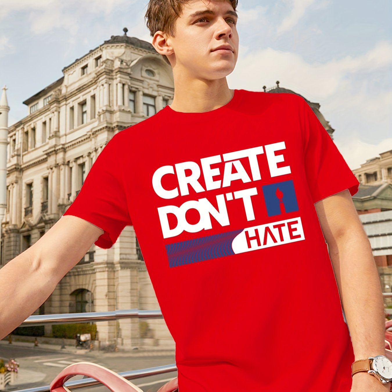 Stylish Slogan Print Mens T Shirt Crew Neck Short Sleeve Tops Graphic Tee Mens Summer Clothes 2657